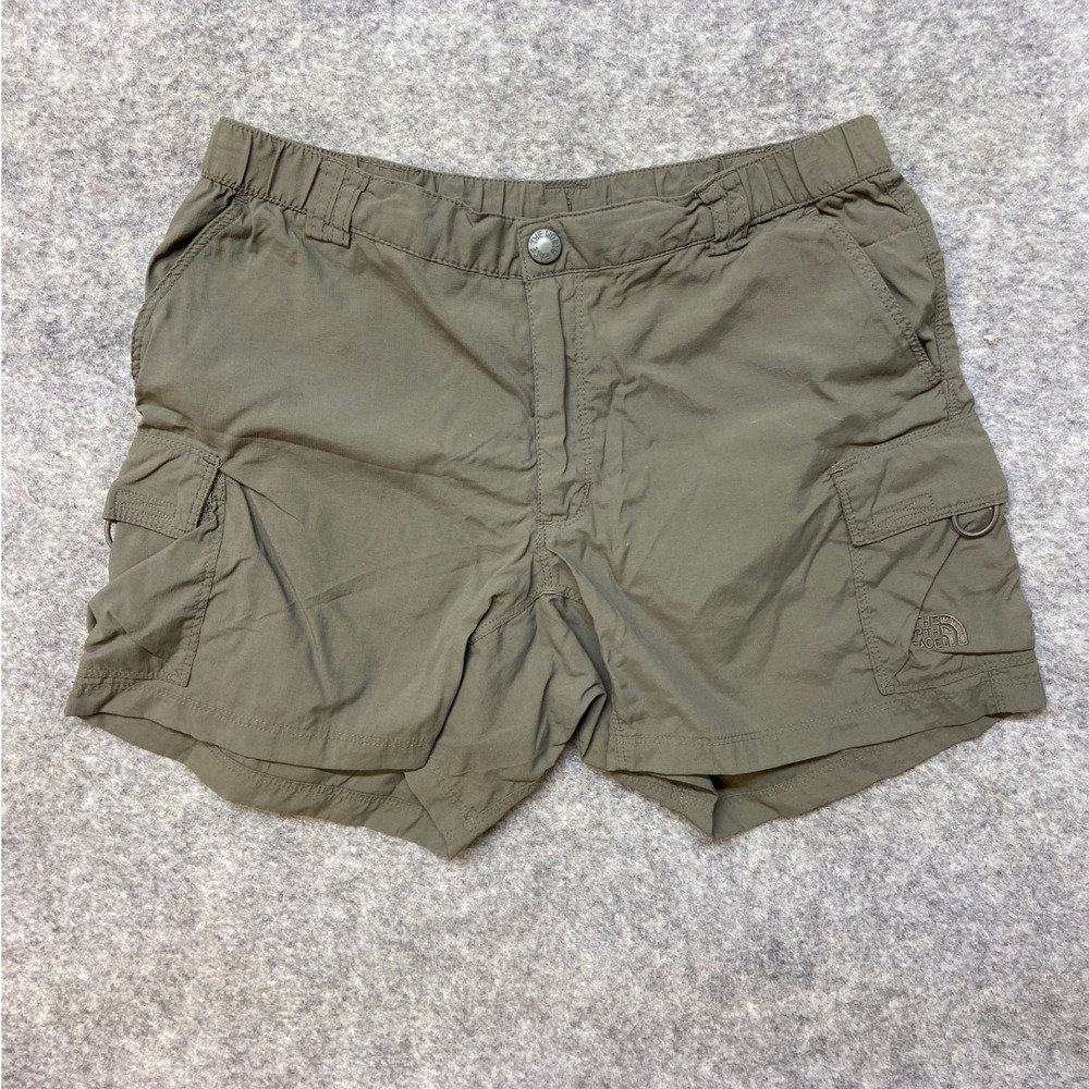 The North Face Womens 4 Horizon Cargo Shorts Olive Green Hiking Trail 2 Inseam